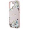 GUESS tok IPHONE 16-hoz kompatibilis MagSafe GUHMP16SPGNMPLMP (PU Grained Flowers Classic Logo) rózsaszín