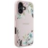 GUESS tok IPHONE 16-hoz kompatibilis MagSafe GUHMP16SPGNMPLMP (PU Grained Flowers Classic Logo) rózsaszín