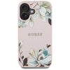 GUESS tok IPHONE 16-hoz kompatibilis MagSafe GUHMP16SPGNMPLMP (PU Grained Flowers Classic Logo) rózsaszín
