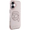 KARL LAGERFELD tok IPHONE 16-hoz KLHCP16SHKHDCELP (IML Rhinestones S K Head) rózsaszín