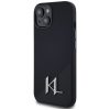 KARL LAGERFELD tok az IPHONE 15-höz, kompatibilis a MagSafe technológiával KLHMP15SSCMKMPCK (Szilikon Kezdőbetű Fém Logó) fekete