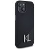 KARL LAGERFELD tok az IPHONE 15-höz, kompatibilis a MagSafe technológiával KLHMP15SSCMKMPCK (Szilikon Kezdőbetű Fém Logó) fekete