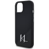 KARL LAGERFELD tok az IPHONE 15-höz, kompatibilis a MagSafe technológiával KLHMP15SSCMKMPCK (Szilikon Kezdőbetű Fém Logó) fekete