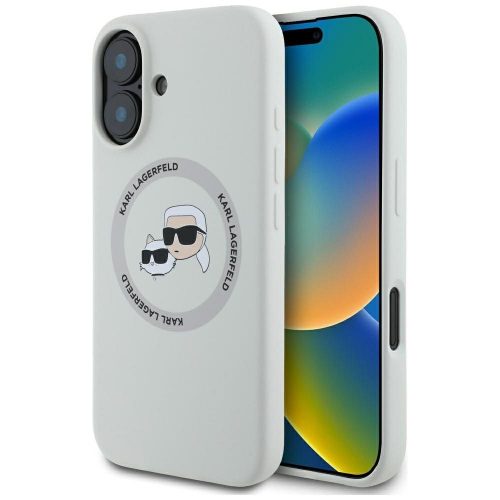 KARL LAGERFELD tok IPHONE 16-hoz, kompatibilis MagSafe-fel KLHMP16SSKCHTCE (Szilikon KC Heads) bézs