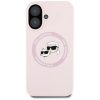 KARL LAGERFELD tok IPHONE 16-hoz, kompatibilis MagSafe-dal KLHMP16SSKCHTCP (Szilikon KC fejek) rózsaszín