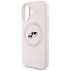 KARL LAGERFELD tok IPHONE 16-hoz, kompatibilis MagSafe-dal KLHMP16SSKCHTCP (Szilikon KC fejek) rózsaszín