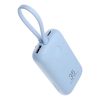 VEGER powerbank 10000 mAh beépített Type C / Lightning kábelekkel PD QC3.0 35W K1 (W1188) égszínkék