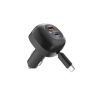 FORCELL F-ENERGY Alu autós töltő visszahúzható kábellel Type C és Type C + USB A aljzatokkal PD QC4.0 SFC2.0 3A 75W fekete