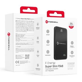   FORCELL F-ENERGY F5K8 Super Slim powerbank kompatibilis a(z) MagSafe PD3.0 QC4.0 15W 5000 mAh fekete színben