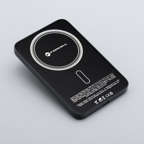FORCELL F-ENERGY F5K8 Super Slim powerbank kompatibilis a(z) MagSafe PD3.0 QC4.0 15W 5000 mAh fekete színben