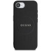 GUESS tok az IPHONE 16e (SE 4 2025) készülékhez, MagSafe kompatibilis GUHMPSE4PGHSMMK (PU Grained arany Ring) fekete