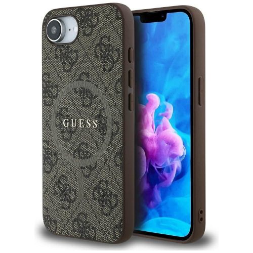 GUESS tok az IPHONE 16e (SE 4 2025) készülékhez, kompatibilis a MagSafe-dal GUHMPSE4G4GFRW (PU 4G Ring Classic Logo) barna