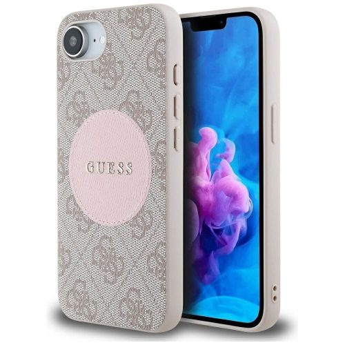 GUESS case for IPHONE 16e (SE 4 2025) compatible with MagSafe GUHMPSE4P4PGRSGP (PU 4G Circle W/ Classic Logo) pink
