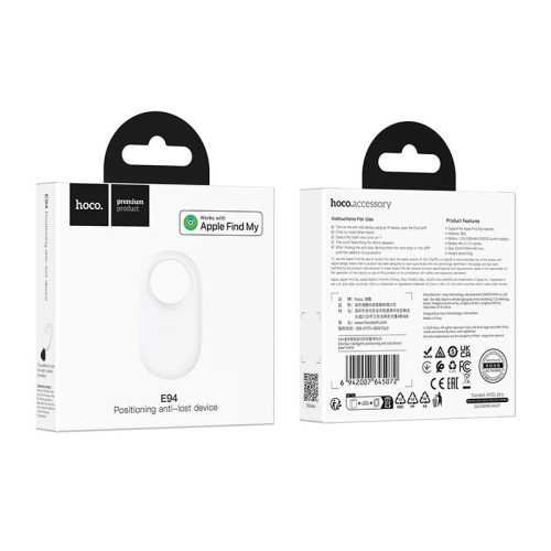 Lokátor, kompatibilis az Apple Find My Hoco E94 gyöngyházfehér színben