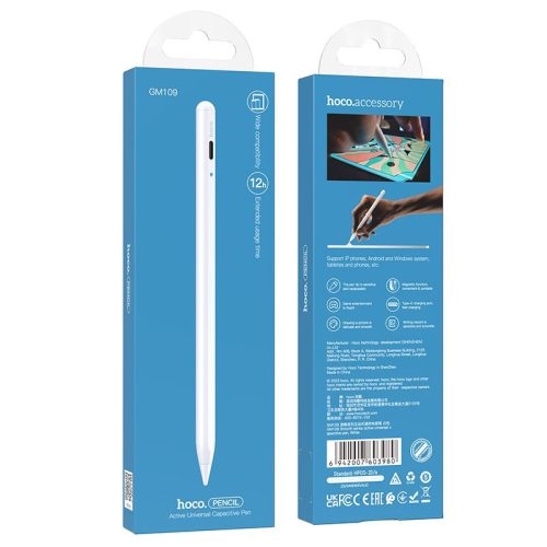 Kapacitív toll táblagéphez aktív Hoco 130 mAh GM109 fehér