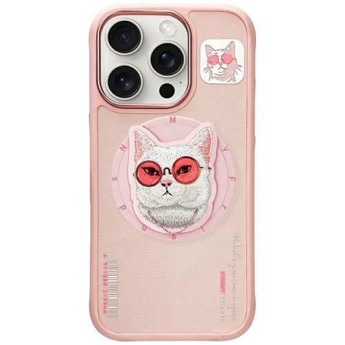 NIMMY tok üvegES COOL CAT MagSafe kompatibilis IPHONE 16 Pro-hoz rózsaszín