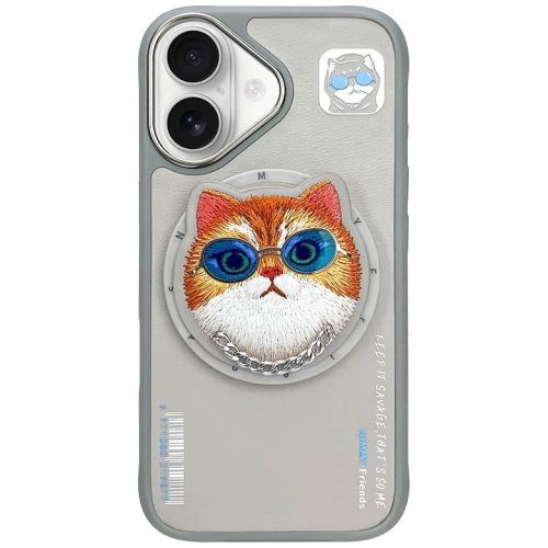 NIMMY tok üvegES COOL CAT, MagSafe-kompatibilis IPHONE 16-hoz, szürke