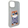 NIMMY tok üvegES COOL CAT IPHONE 15-höz szürke