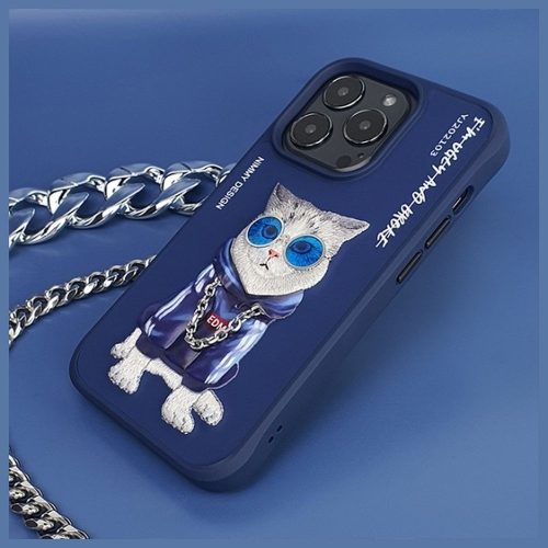 NIMMY tok GLASSES COOL CAT a(z) IPHONE 15 Pro kék színben