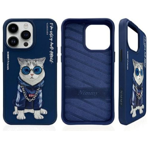 NIMMY tok GLASSES COOL CAT a(z) IPHONE 15 Pro kék színben