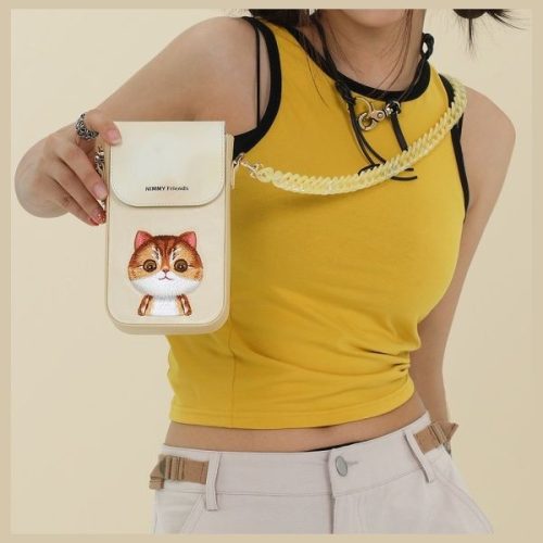 NIMMY phone bag BIG EYED PET 2.0 Cat khaki