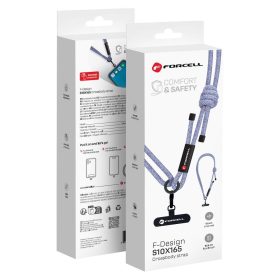   FORCELL F-DESIGN S10X165 keresztpántos telefontartó zsinór állítható hosszúsággal (max 82,5 cm a hurokban) szürke lila