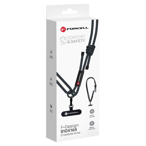 FORCELL F-DESIGN S10X165 crossbody telefon pánt állítható hosszúsággal (max 82,5 cm a hurokban) fekete