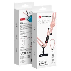   FORCELL F-DESIGN S10X165 keresztpántos telefonzsinór állítható hosszúsággal (max 82,5 cm a hurokban) rózsaszín fehér