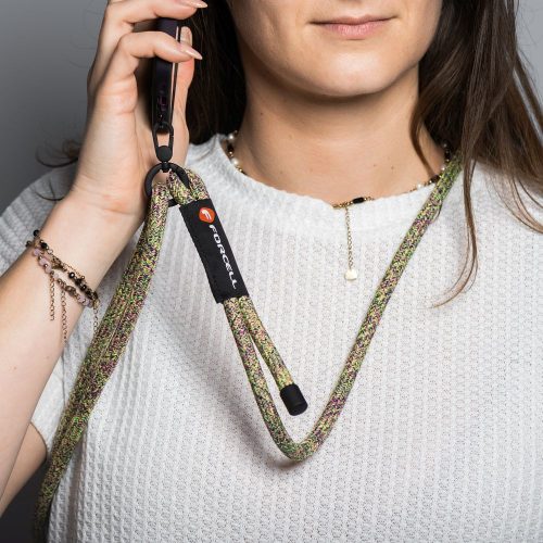 FORCELL F-DESIGN S10X165 keresztpántos telefontartó állítható hosszúsággal (max 82,5 cm a hurokban) zöld rózsaszín lila