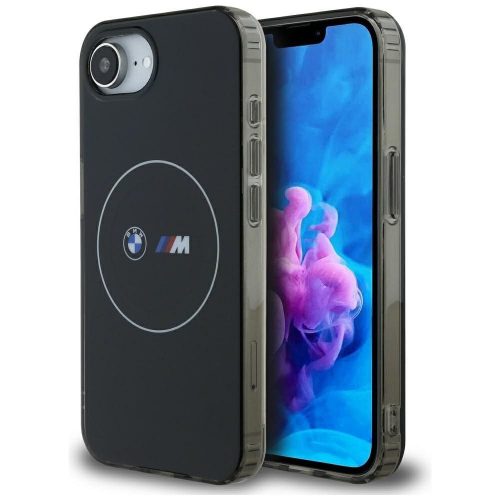 BMW tok az IPHONE 16e (SE 4 2025) készülékhez, kompatibilis a MagSafe-dal BMHMPSE424HBMKH (IML Metal fehér Circle) fekete