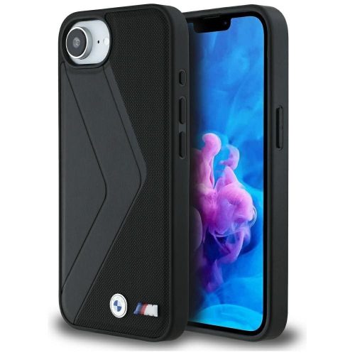BMW tok iPHONE 16e (SE 4 2025) kompatibilis MagSafe BMHMPSE424PUOCSK (PU Overméretd Stripes) fekete