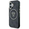 GUESS tok IPHONE 16-hoz, kompatibilis a MagSafe-fel GUHMP16SHG4PRTGK (IML Metal Glitter 4G Circle Triangle) fekete