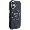 GUESS tok IPHONE 16-hoz, kompatibilis a MagSafe-fel GUHMP16SHG4PRTGK (IML Metal Glitter 4G Circle Triangle) fekete