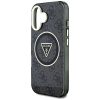 GUESS tok IPHONE 16-hoz, kompatibilis a MagSafe-fel GUHMP16SHG4PRTGK (IML Metal Glitter 4G Circle Triangle) fekete