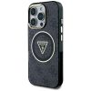 GUESS tok iPHONE 16 Pro Max készülékhez, kompatibilis a MagSafe technológiával GUHMP16XHG4PRTGK (IML Metal Glitter 4G Circle Triangle) fekete