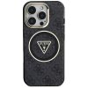 GUESS tok iPHONE 16 Pro Max készülékhez, kompatibilis a MagSafe technológiával GUHMP16XHG4PRTGK (IML Metal Glitter 4G Circle Triangle) fekete
