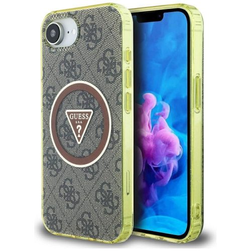 GUESS case for IPHONE 16e (SE 4 2025) compatible with MagSafe GUHMPSE4HG4PRTGW (IML Metal Glitter 4G Circle Triangle) brown