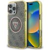 GUESS tok iPHONE 16 Pro-hoz, kompatibilis a MagSafe-fel GUHMP16LHG4PRTGW (IML Metal Glitter 4G Circle Triangle) barna