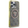 GUESS tok iPHONE 16 Pro-hoz, kompatibilis a MagSafe-fel GUHMP16LHG4PRTGW (IML Metal Glitter 4G Circle Triangle) barna