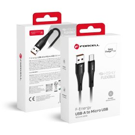   FORCELL F-ENERGY C341 kábel USB A - Micro USB QC3.0 2,4A 18W Szilikon 1 m fekete