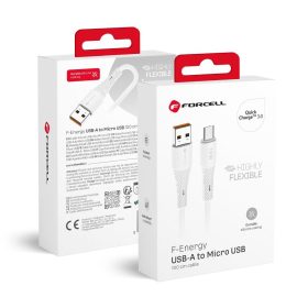   FORCELL F-ENERGY C341 kábel USB A-ról Micro USB QC3.0-ra 2,4A 18W Szilikon 1 m fehér