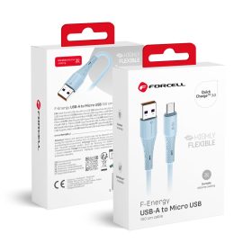   FORCELL F-ENERGY C341 kábel USB A - Micro USB QC3.0 2,4A 18W Szilikon 1 m kék