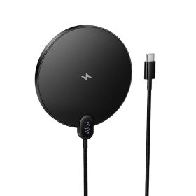   Vezeték nélküli töltő Hoco 15W kábellel USB C és digitális kijelzővel CW62 fekete