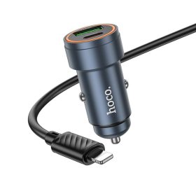   Car charger Hoco USB A + USB C QC3.0 PD 30W + cable USB C to Lightning Z57A black