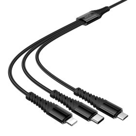   Kábel 3 az 1-ben USB C / USB A Lightning + USB C + Micro USB Hoco 1 m X123 fekete