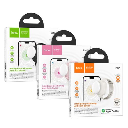 Helymeghatározó, kompatibilis az Apple Find My rendszerrel, Hoco E91E karkötő típus fekete
