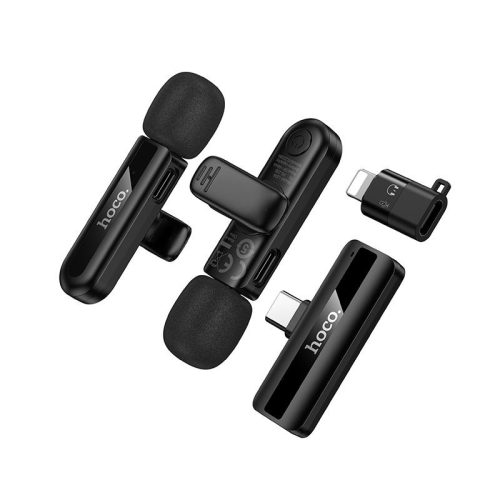 Vezeték nélküli dupla mikrofon Lightning / USB C Hoco L20A fekete