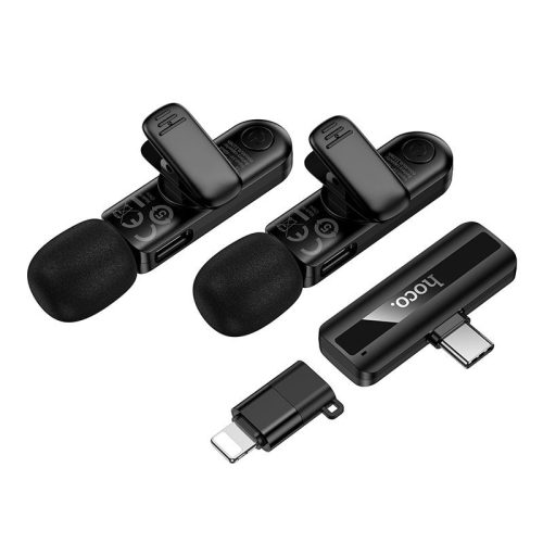 Vezeték nélküli dupla mikrofon Lightning / USB C Hoco L20A fekete