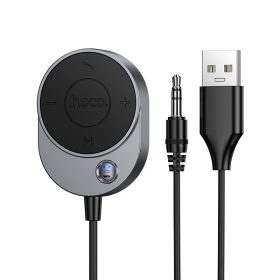   Vezeték nélküli autós vevő Hoco AUX Bluetooth kábellel Jack 3,5 mm E150 fém szürke