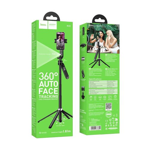 Selfie stick Hoco tripod with remote control 360 degree with auto face tracking K32 black